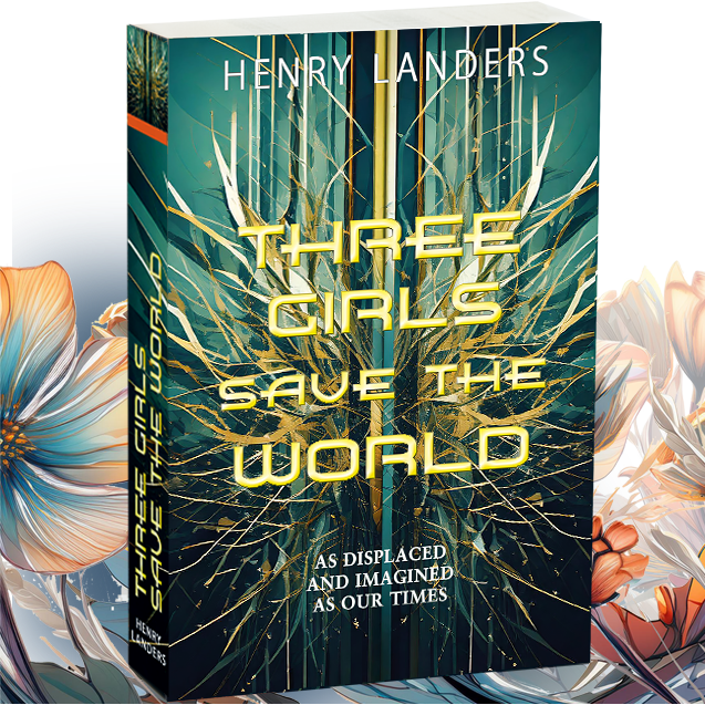 Buchcover von Henry Landers Debüt Roman Drei Mädchen retten die Welt